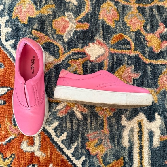 Charlotte Stone Shoes - Charlotte Stone Arianne Bubblegum Pink Leather Slip On Sneakers 10